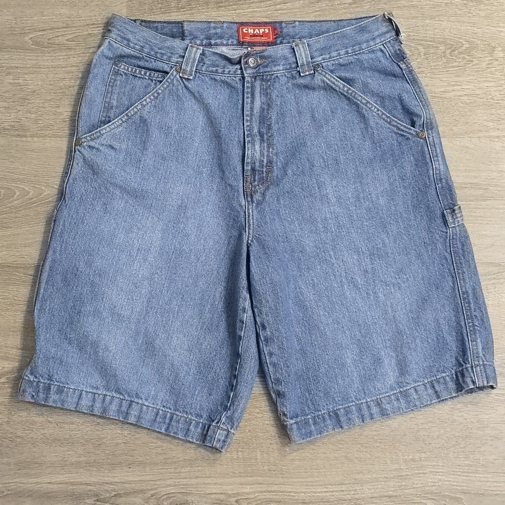 Vintage Y2K Chaps‎ Denim Baggy Carpenter Shorts Mens Size 34 Medium Wash